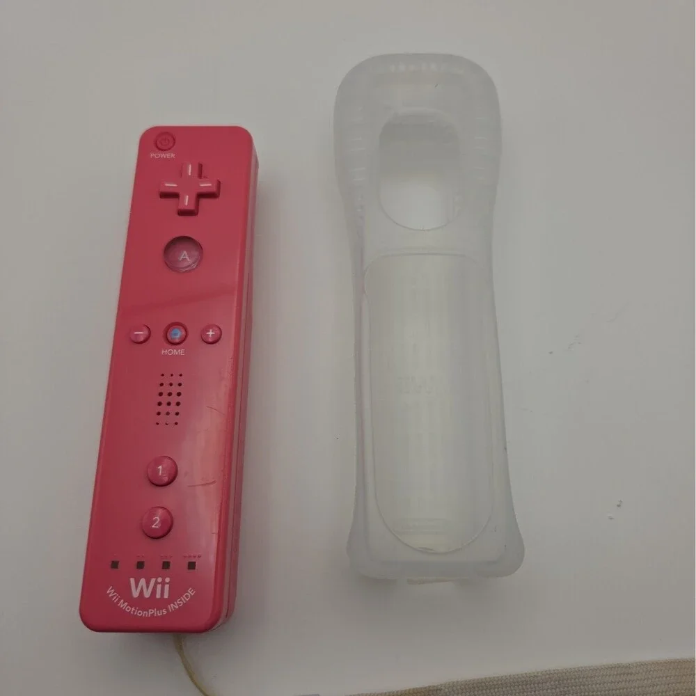 Pink Wii Nintendo Motion Plus Controller With Sleeve And Strap Tested